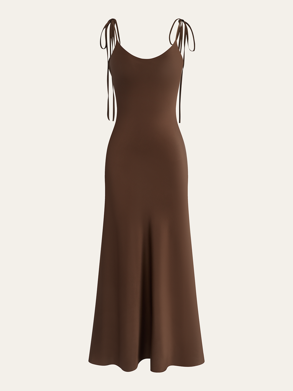 Robe Maxi en Satin à Bretelles avec Dos Noué