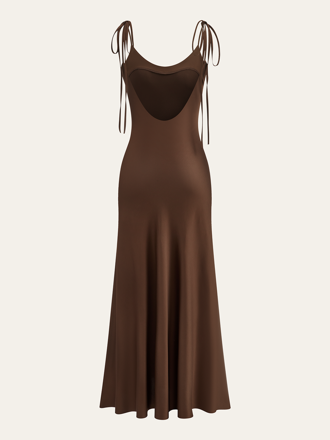 Robe Maxi en Satin à Bretelles avec Dos Noué