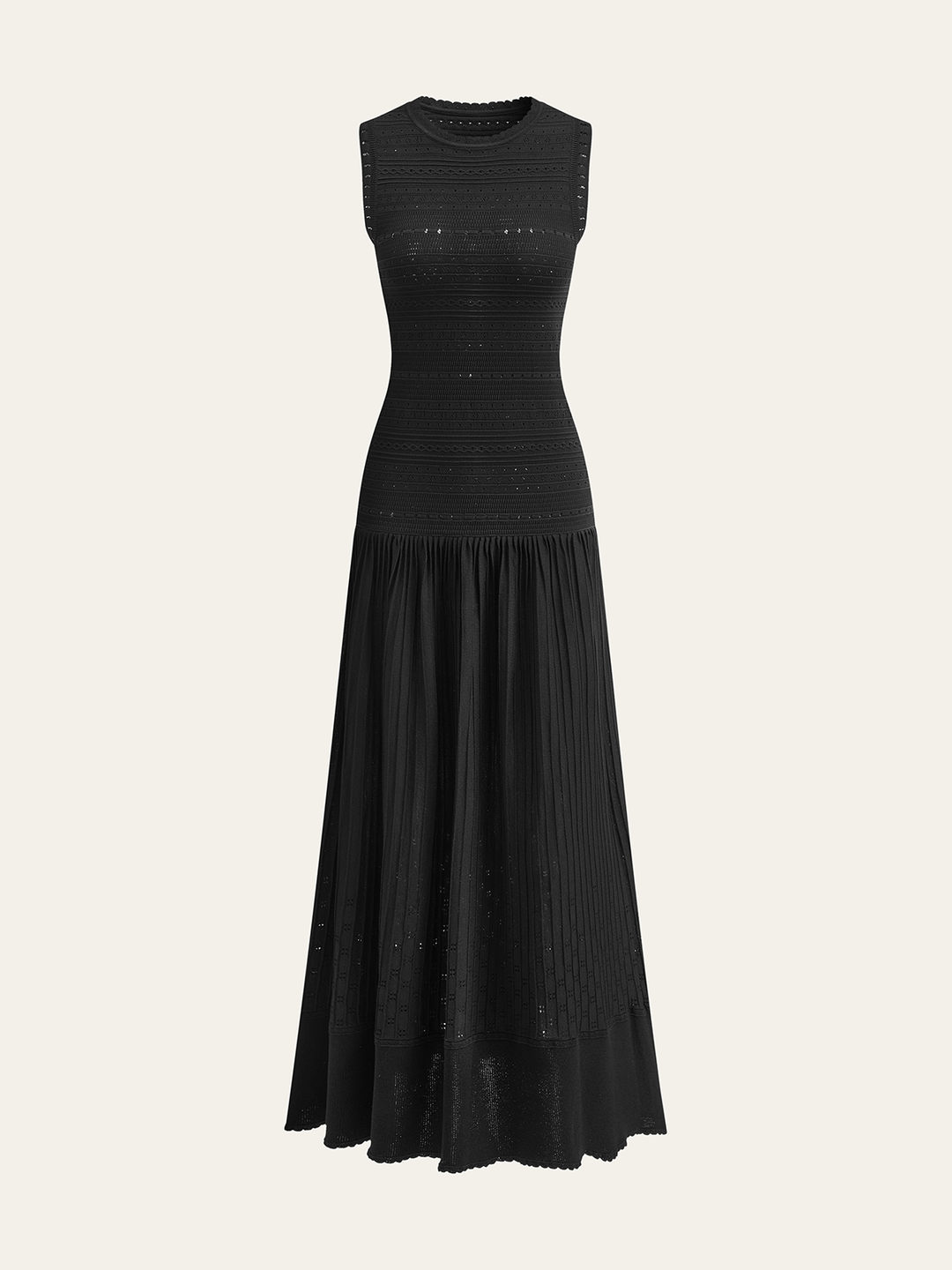 Robe Maxi Sans Manches En Tricot Œillet Plissé