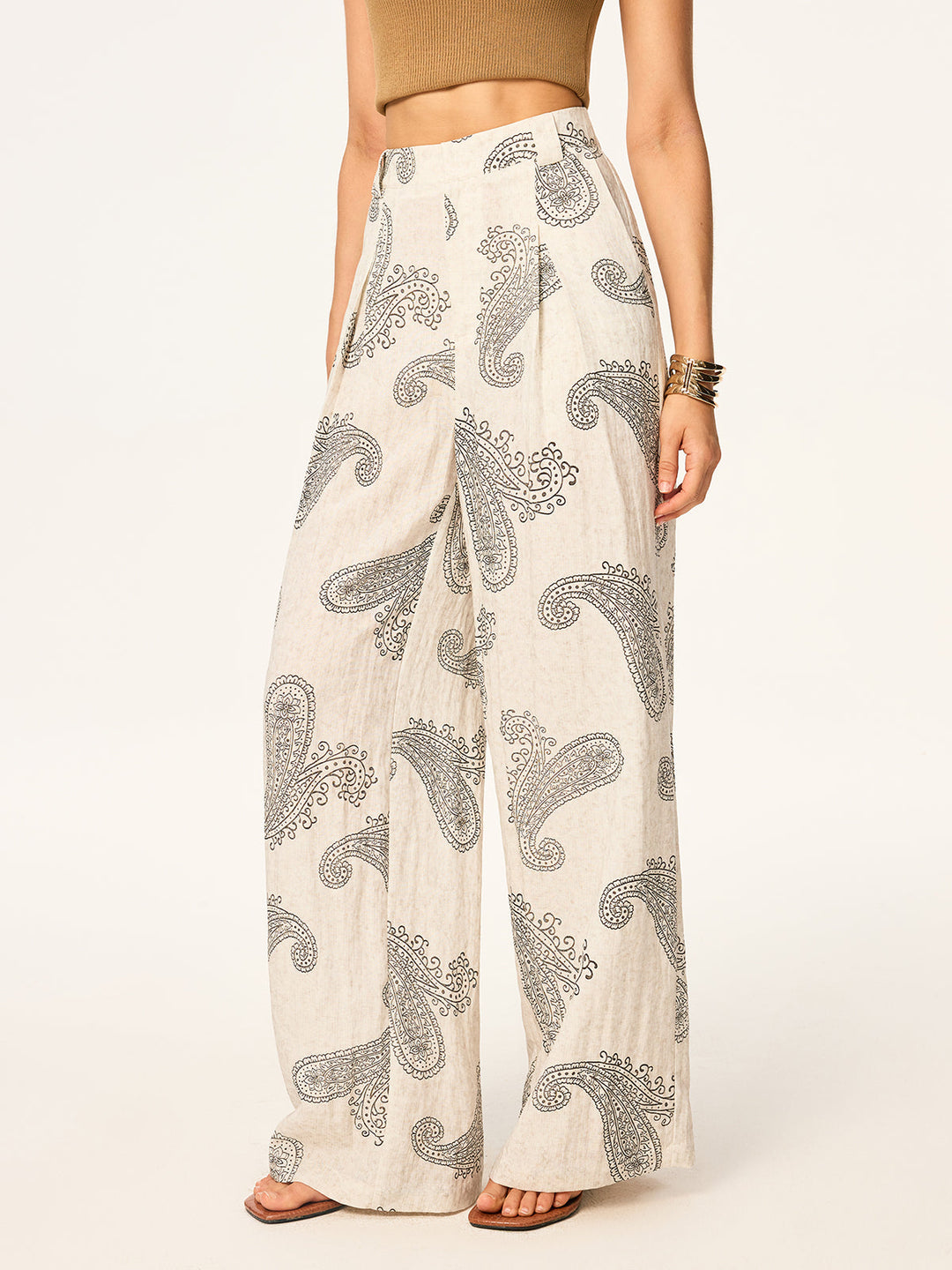 Pantalons Larges Bohème Imprimés sans Ceinture