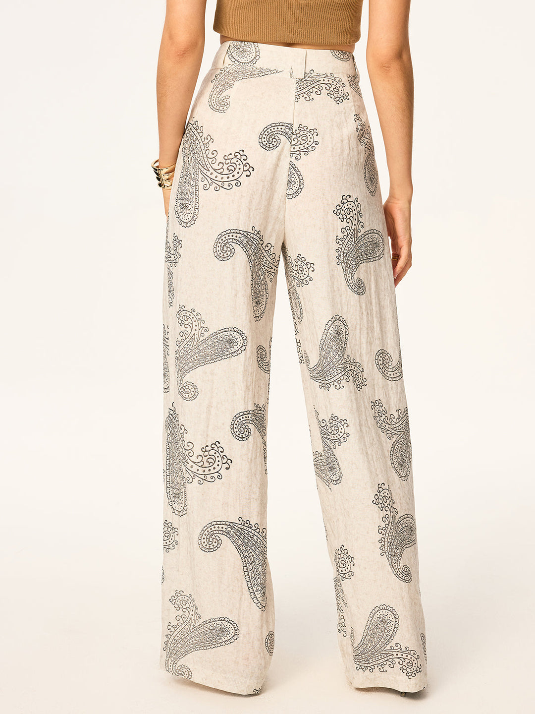 Pantalons Larges Bohème Imprimés sans Ceinture