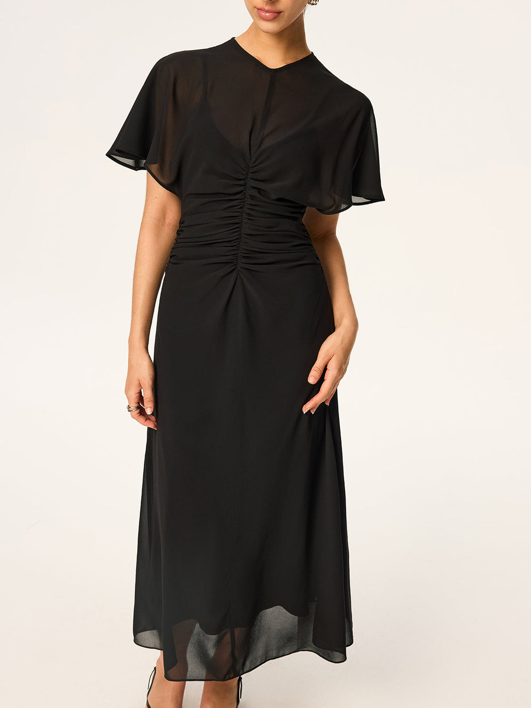 Robe Mi-longue en mousseline transparente avec jupon intégré - Ensemble deux pièces