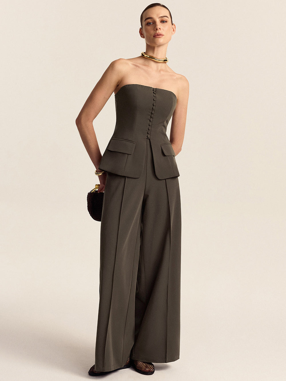 Ensemble Haut Sans Bretelles et Pantalon Large