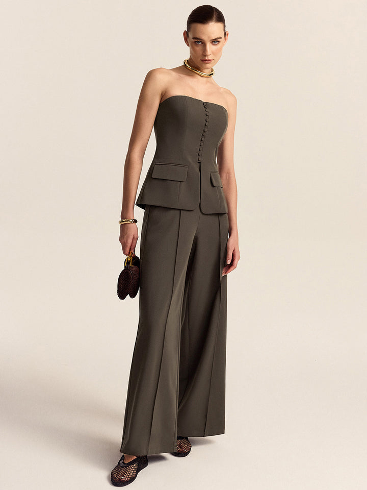 Ensemble Haut Sans Bretelles et Pantalon Large