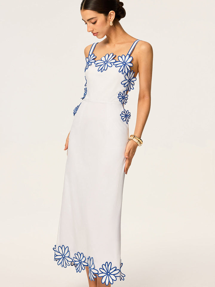 Robe Maxi à Fleurs Semi-Transparente avec Nœud au Dos