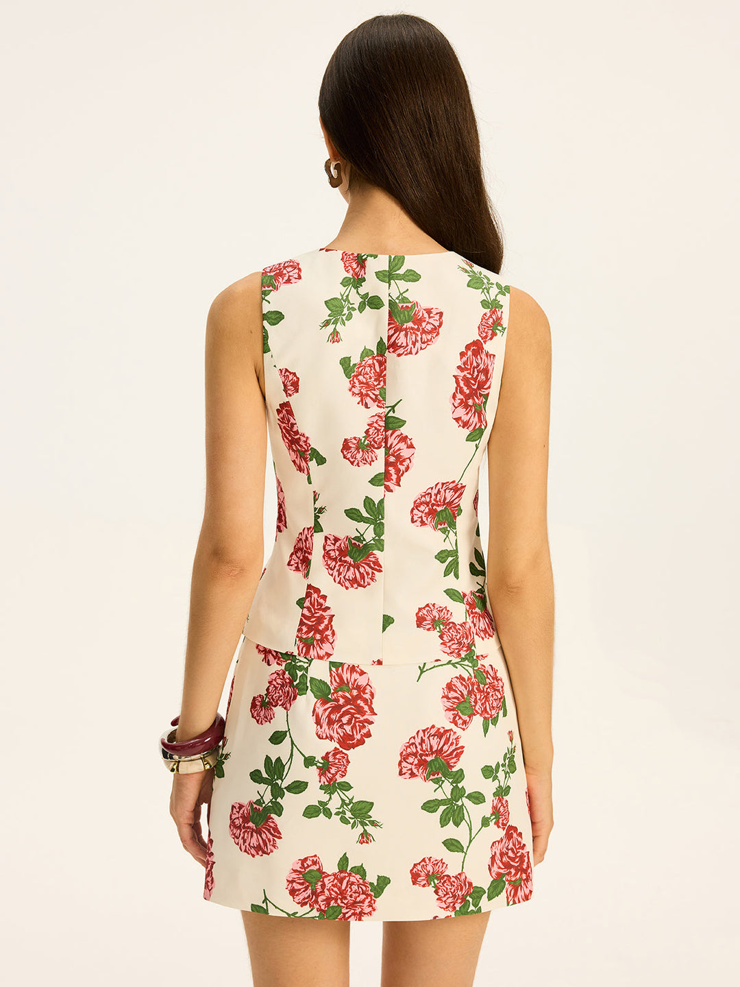 Ensemble Jupe et Gilet Imprimé Floral