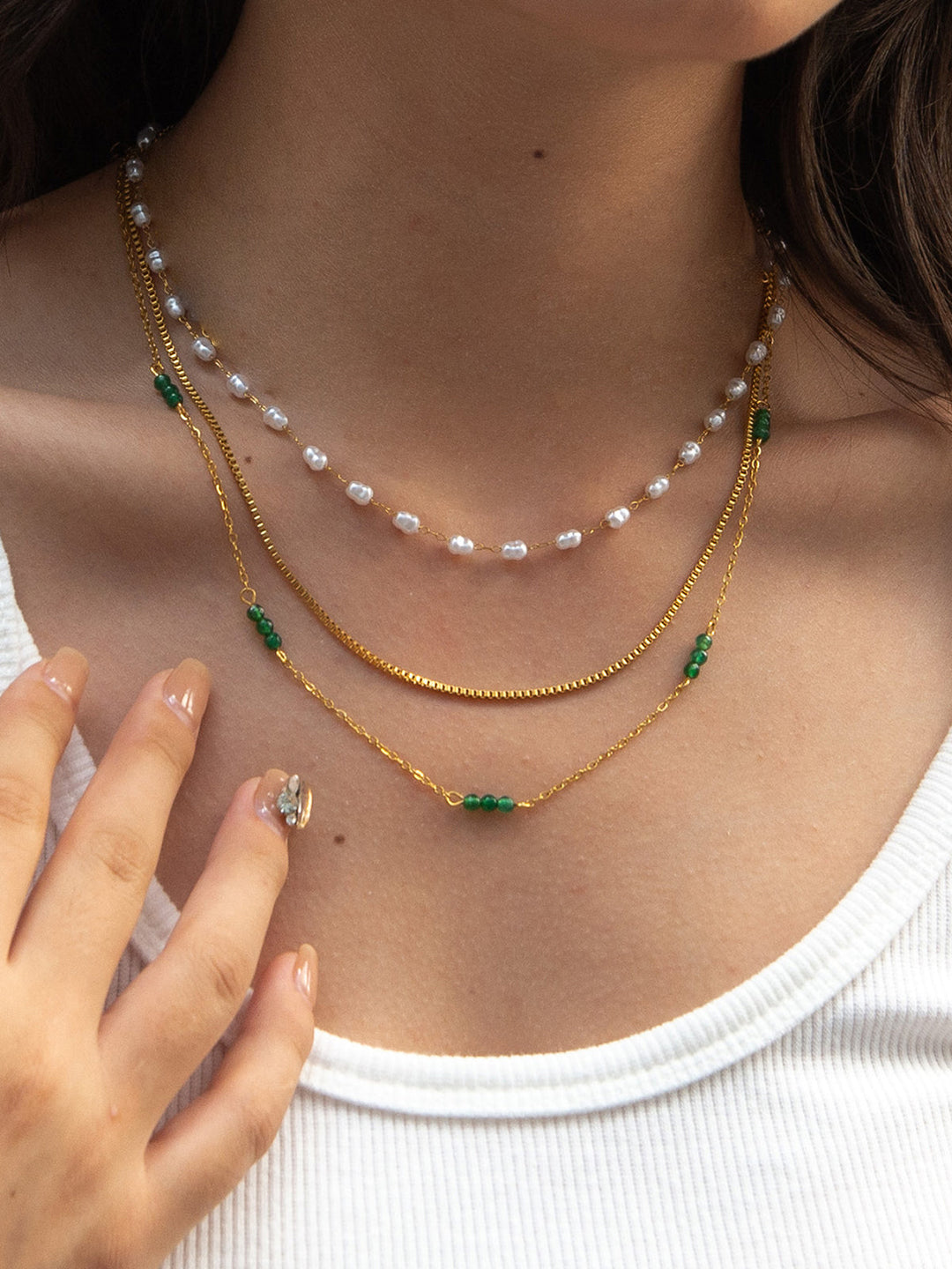 Collier Ras du Cou Empilable en Perles