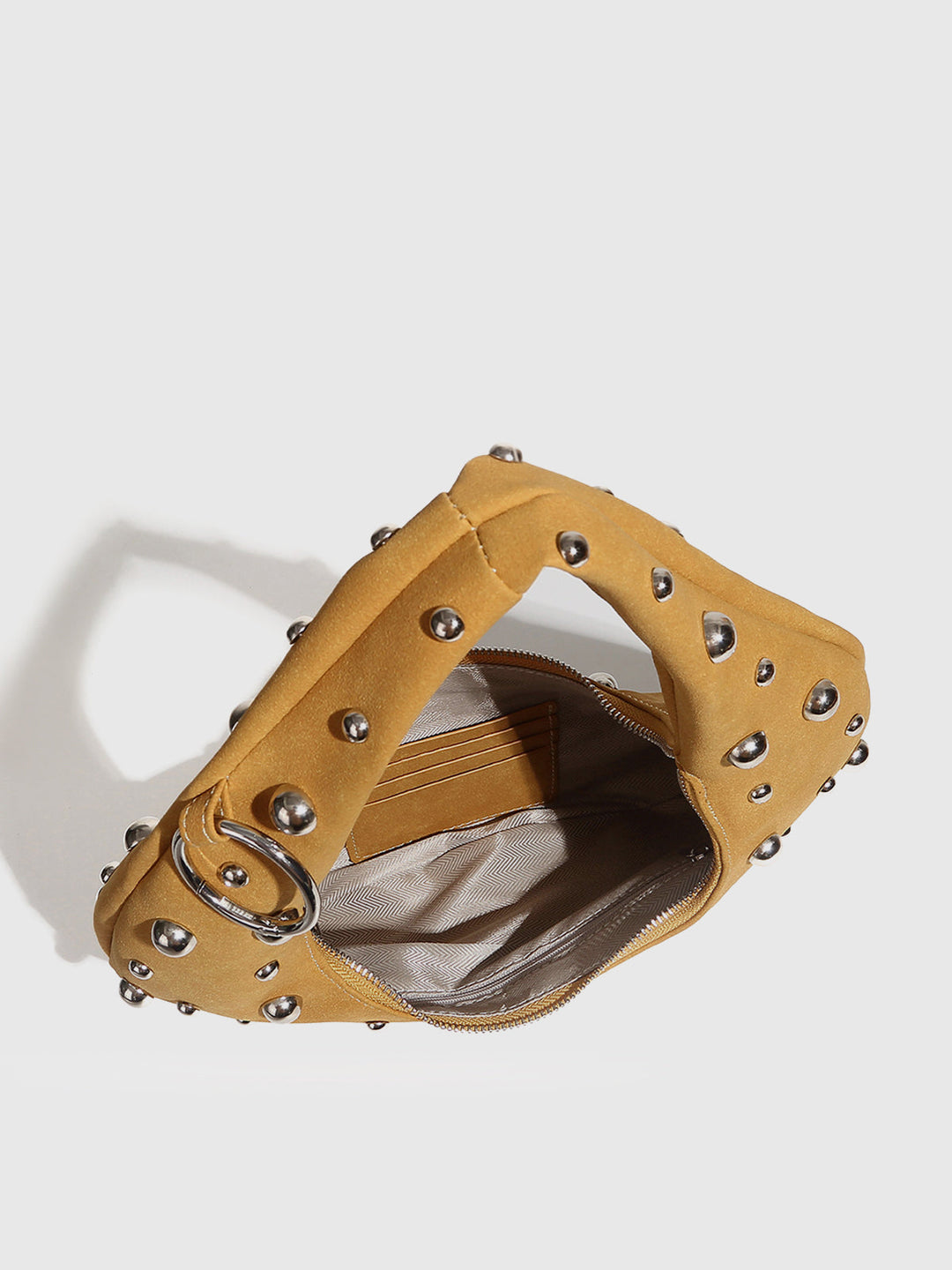 Sac Hobo Orné de Clous avec Détail Fermeture Éclair
