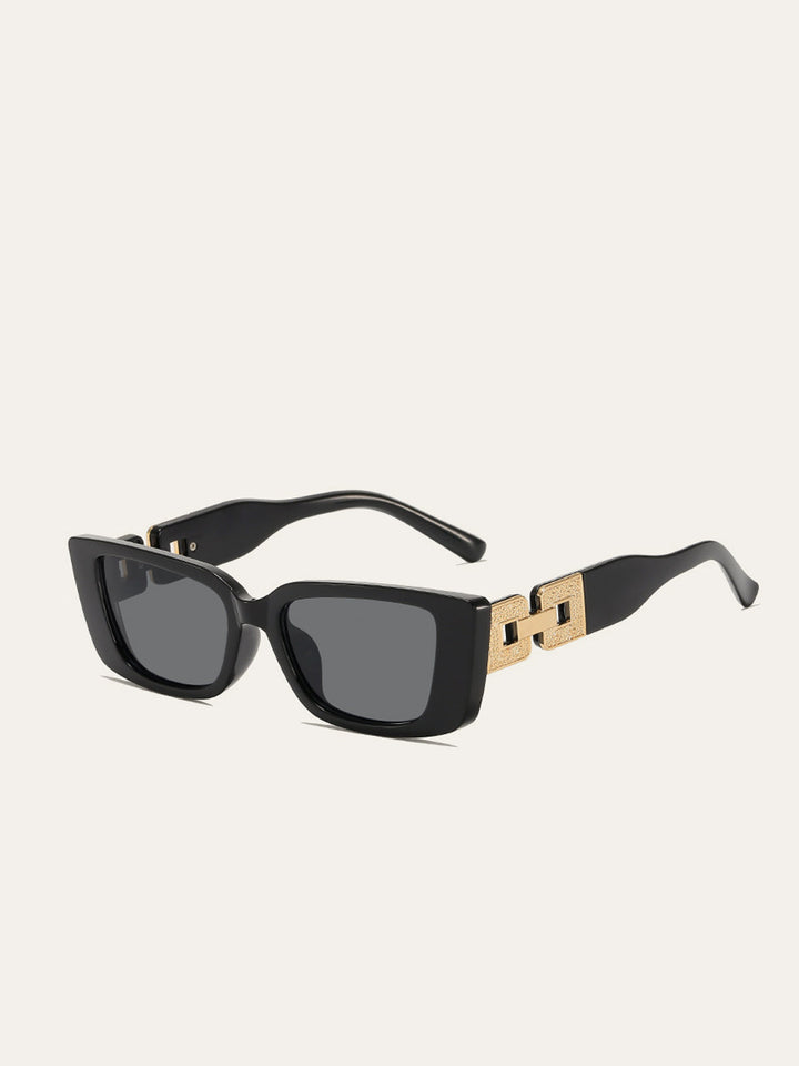 Lunettes de Soleil Rectangulaires avec Charnières Décoratives Dorées