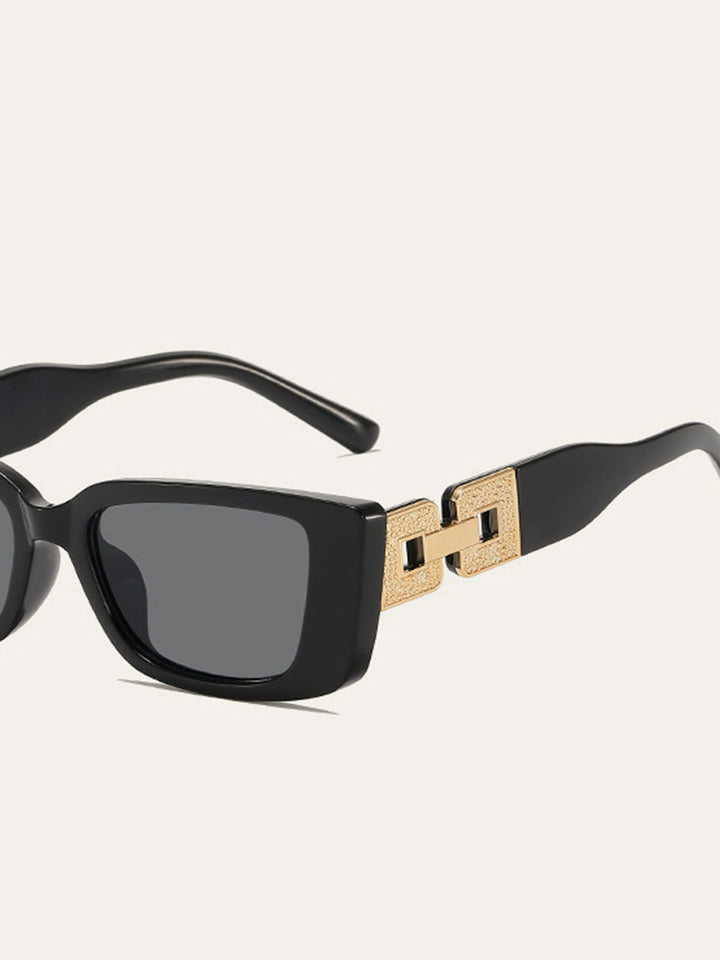 Lunettes de Soleil Rectangulaires avec Charnières Décoratives Dorées
