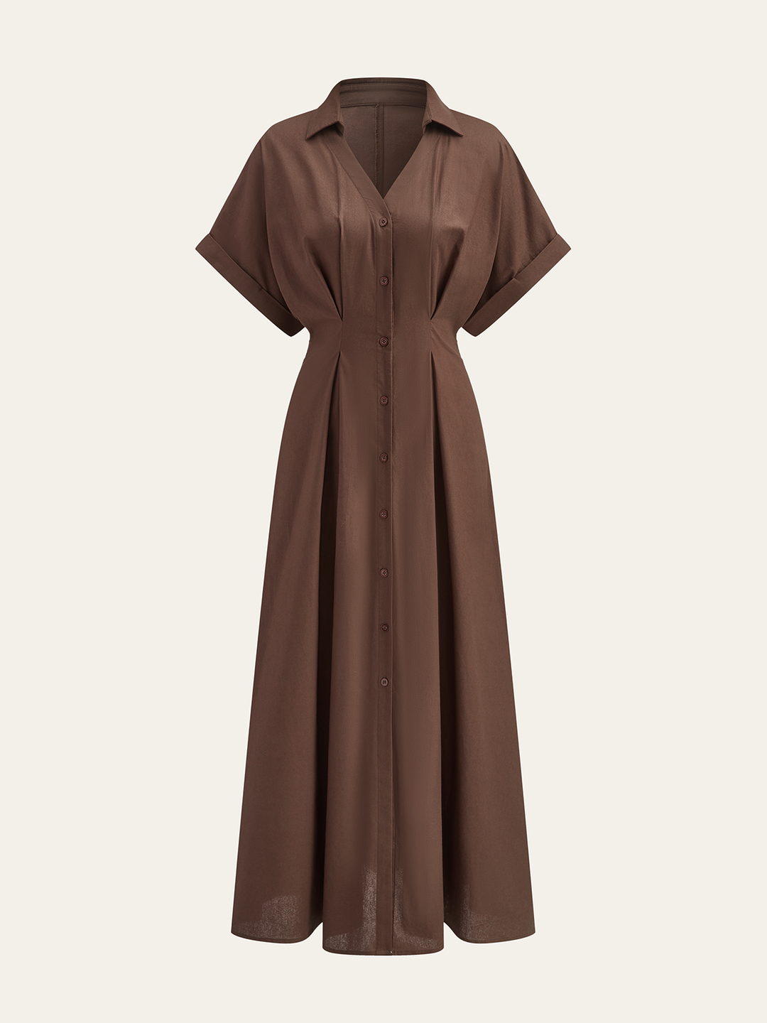 Robe Chemise Plissée à Boutons Devant