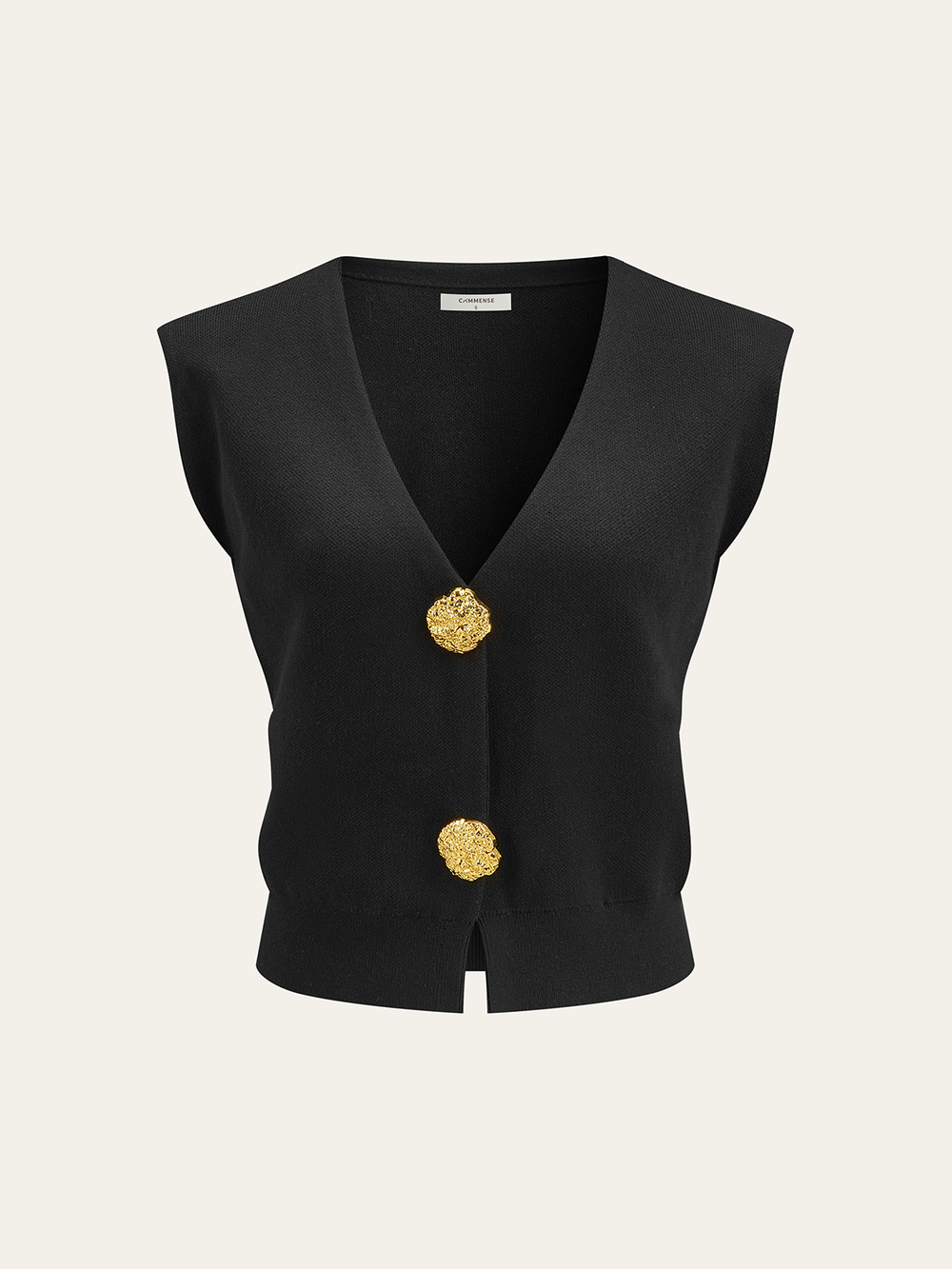 Gilet en tricot à col en V et boutons en métal