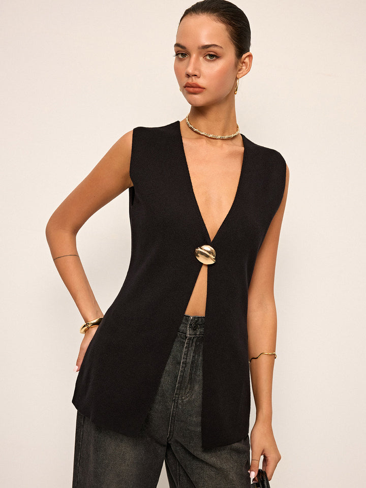 Gilet sans manches à détails métalliques