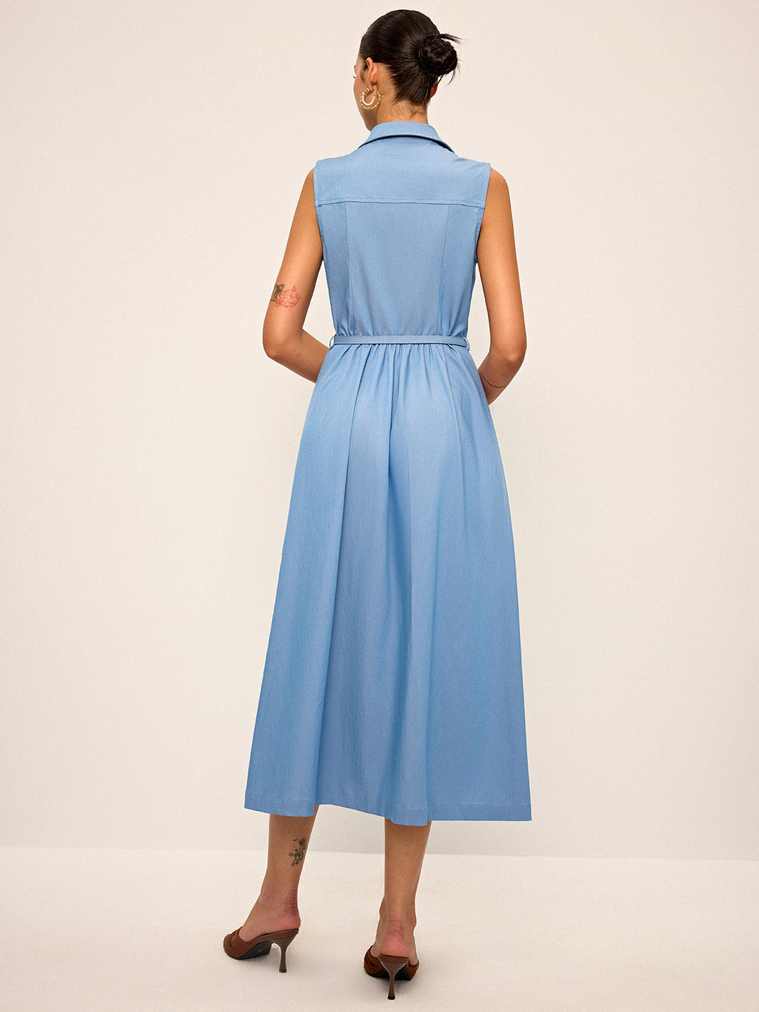 Robe Midi Sans Manches Ceinture