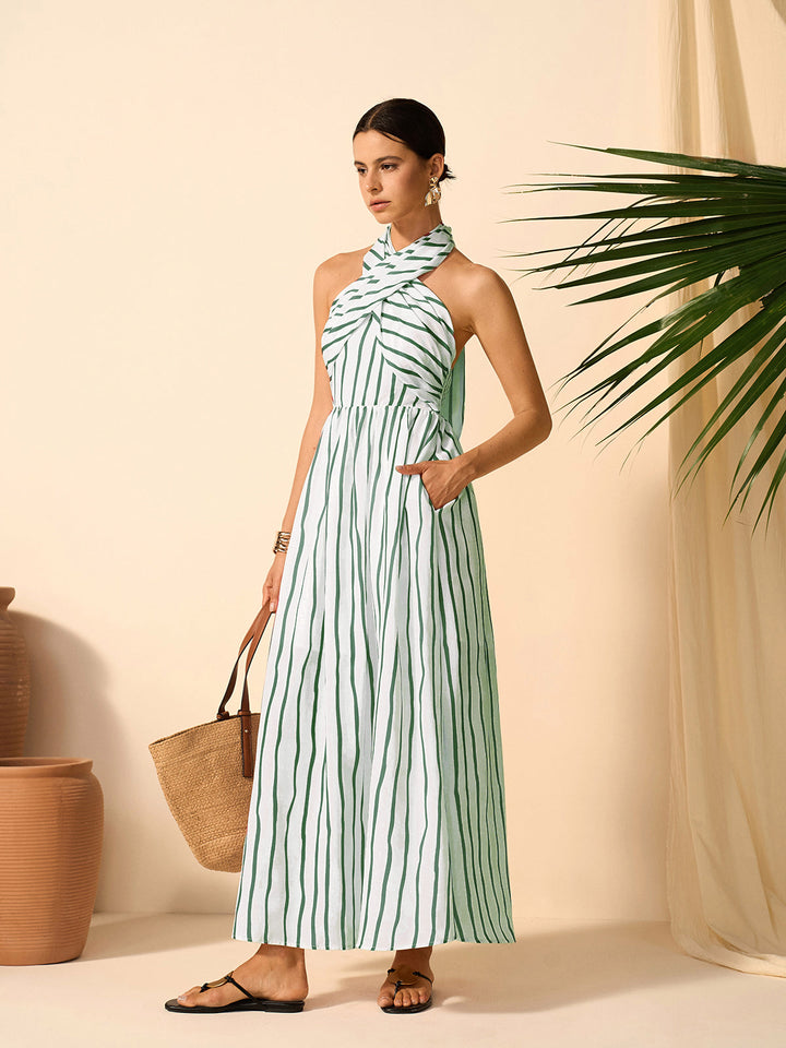 Robe Robe à Col Bardot Rayée