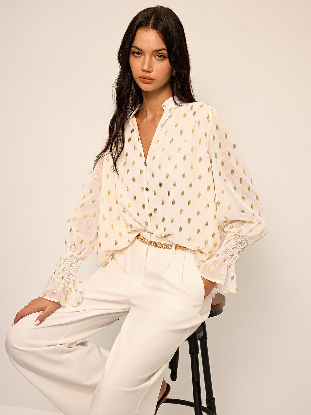 Chemise en mousseline à pois