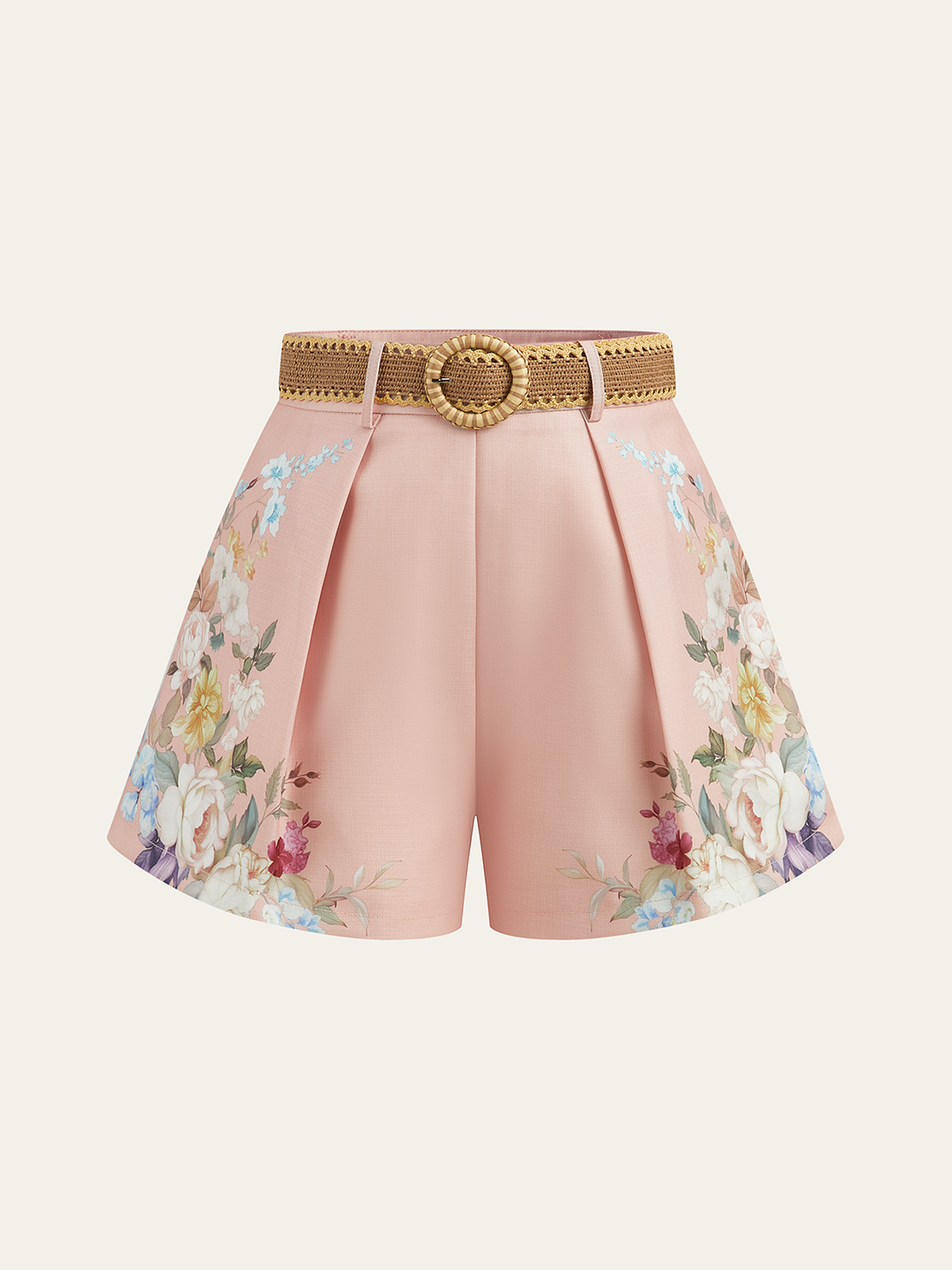 Shorts mi-taille à ceinture imprimé floral