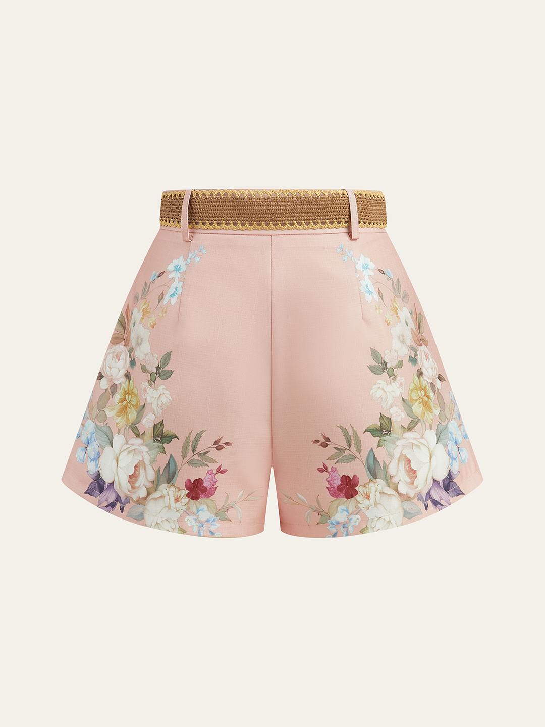 Shorts mi-taille à ceinture imprimé floral