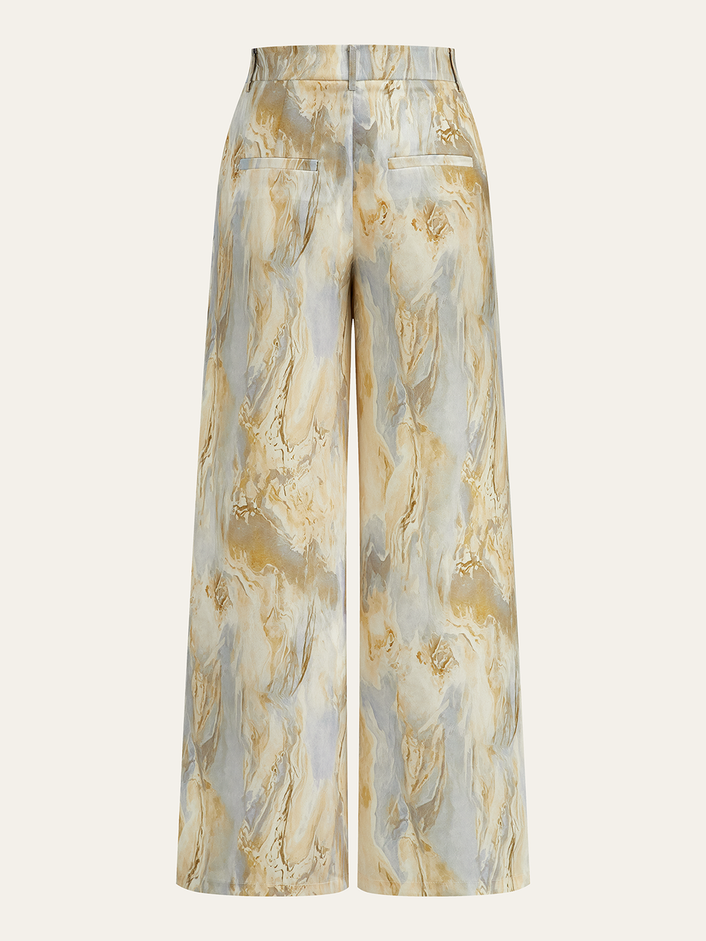 Pantalon Droit Imprimé Marbre Semi-Transparent