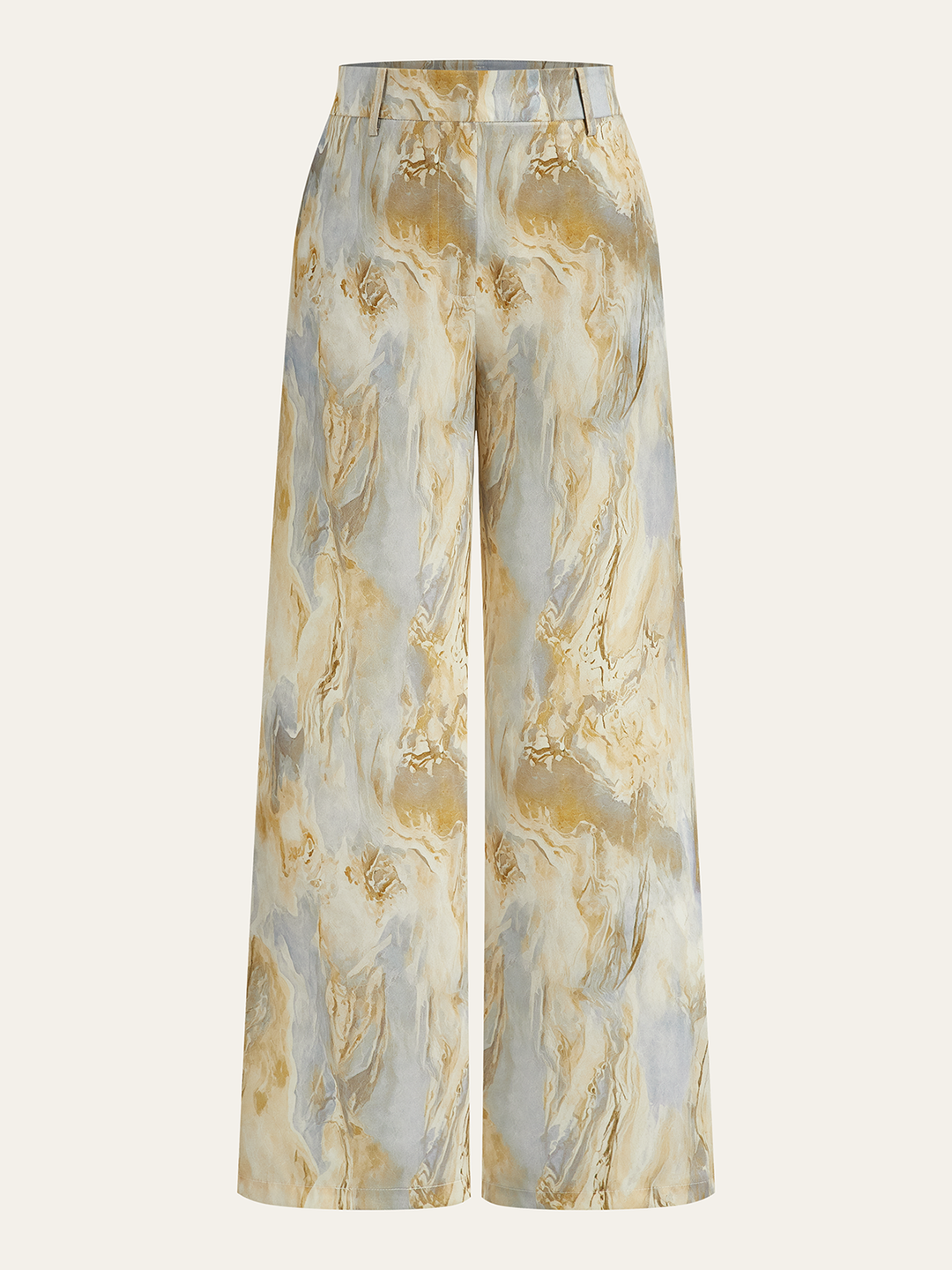 Pantalon Droit Imprimé Marbre Semi-Transparent