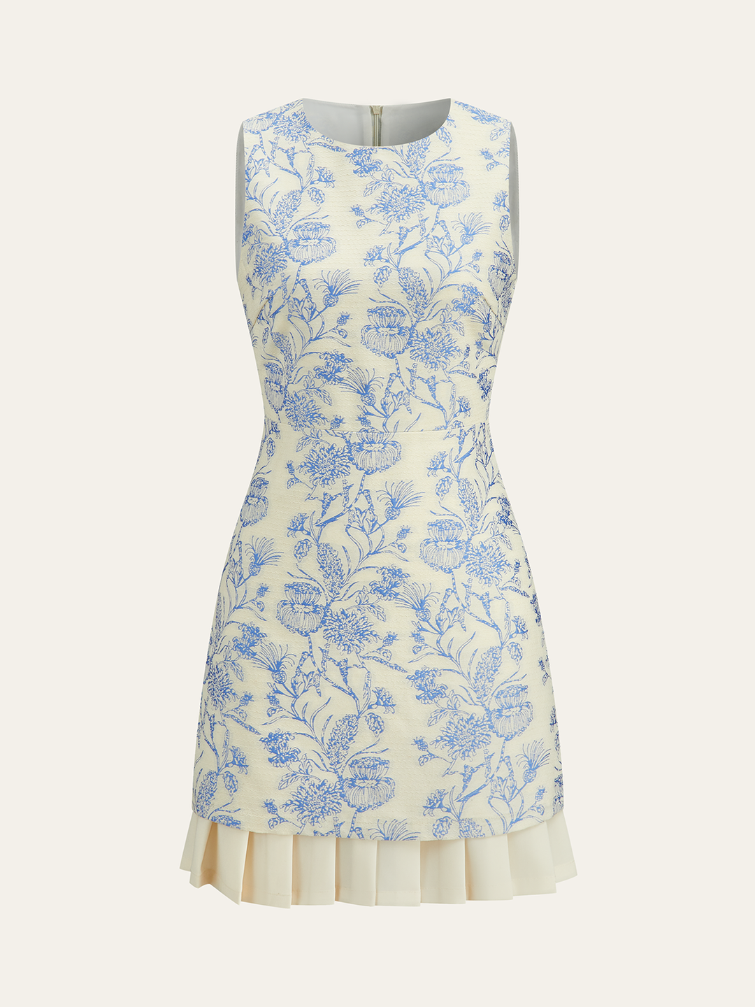 Robe à Manches Courtes Imprimée Florale avec Ourlet Plissé