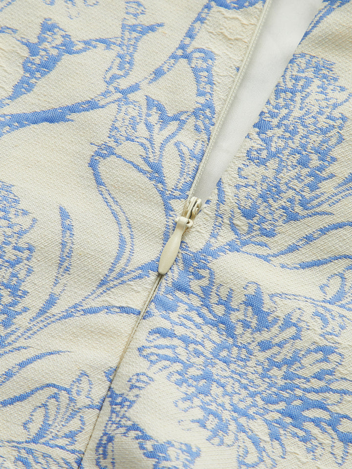 Robe à Manches Courtes Imprimée Florale avec Ourlet Plissé