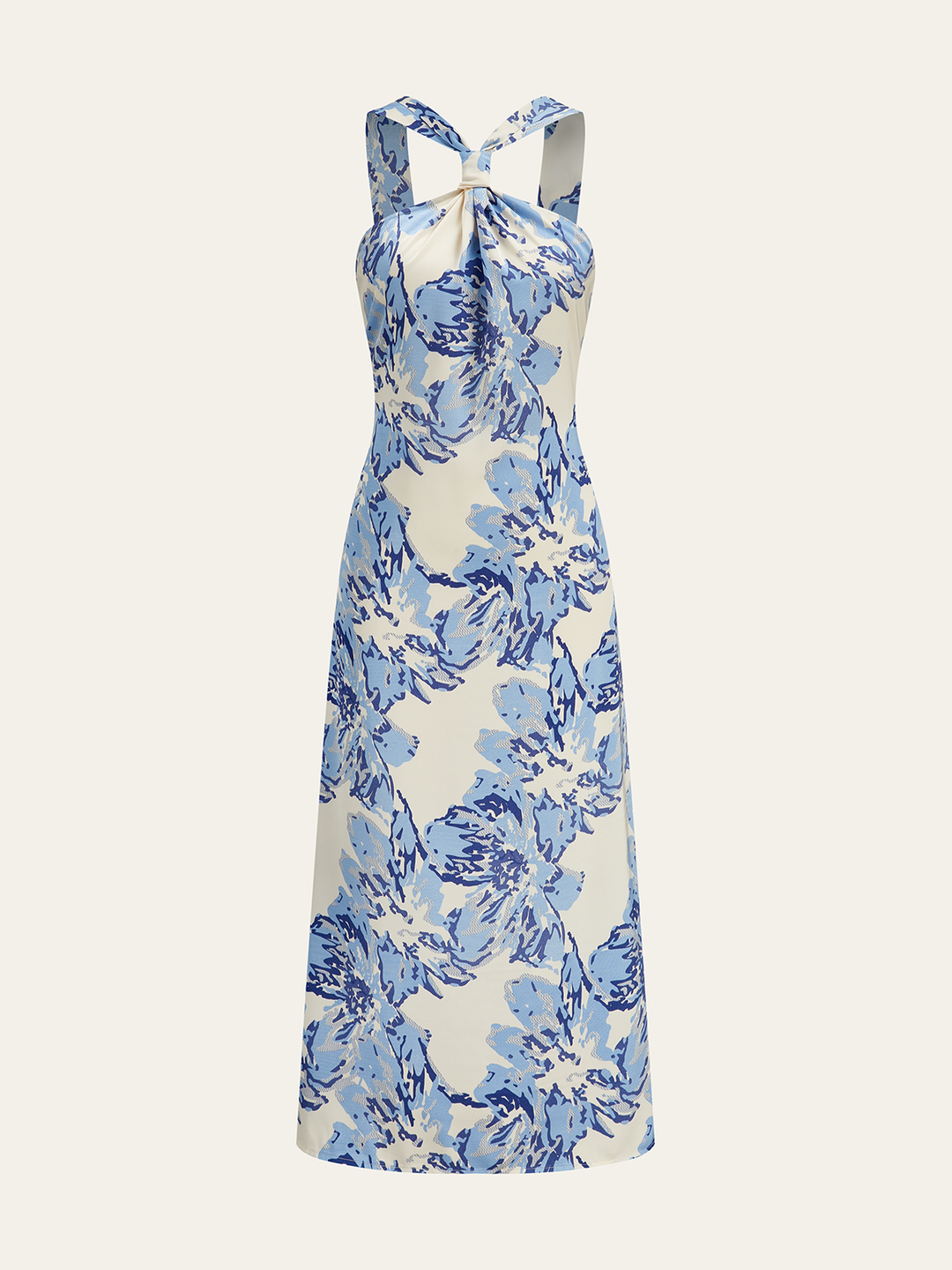 Robe Mi-longue à Col Halter Imprimé Floral