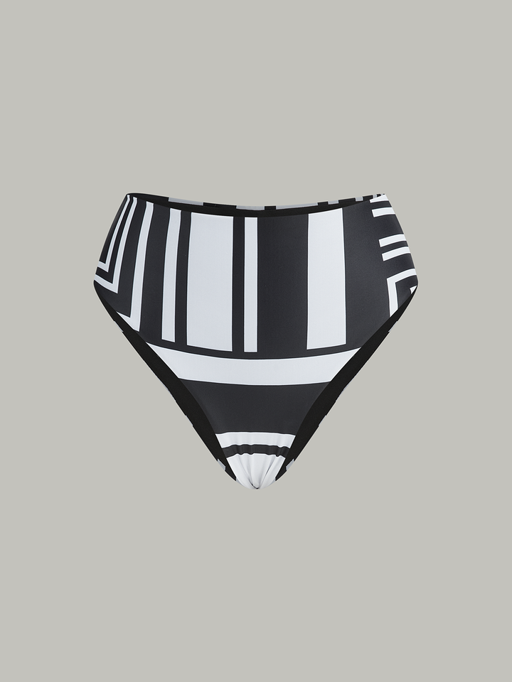Bas de bikini taille haute à imprimé géométrique