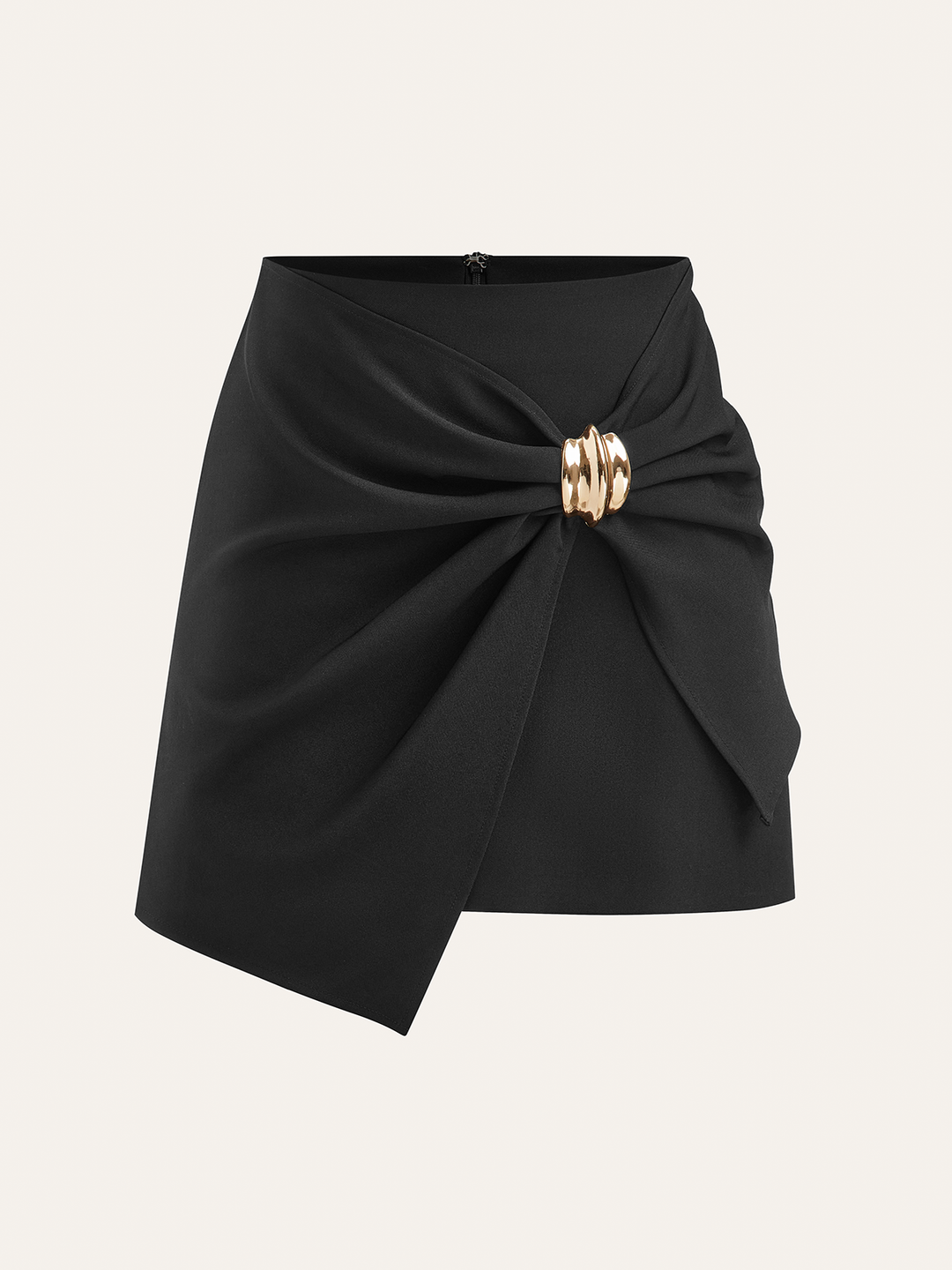 Jupe courte portefeuille asymétrique à boucle métallique