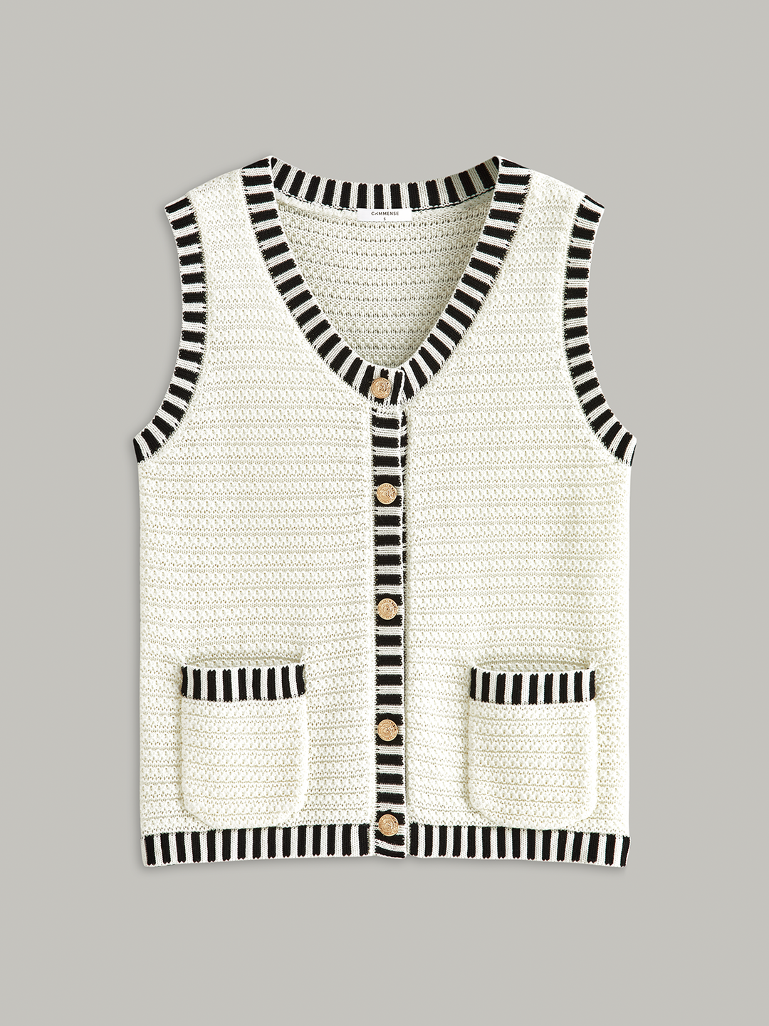 Gilet en maille avec bordure rayée