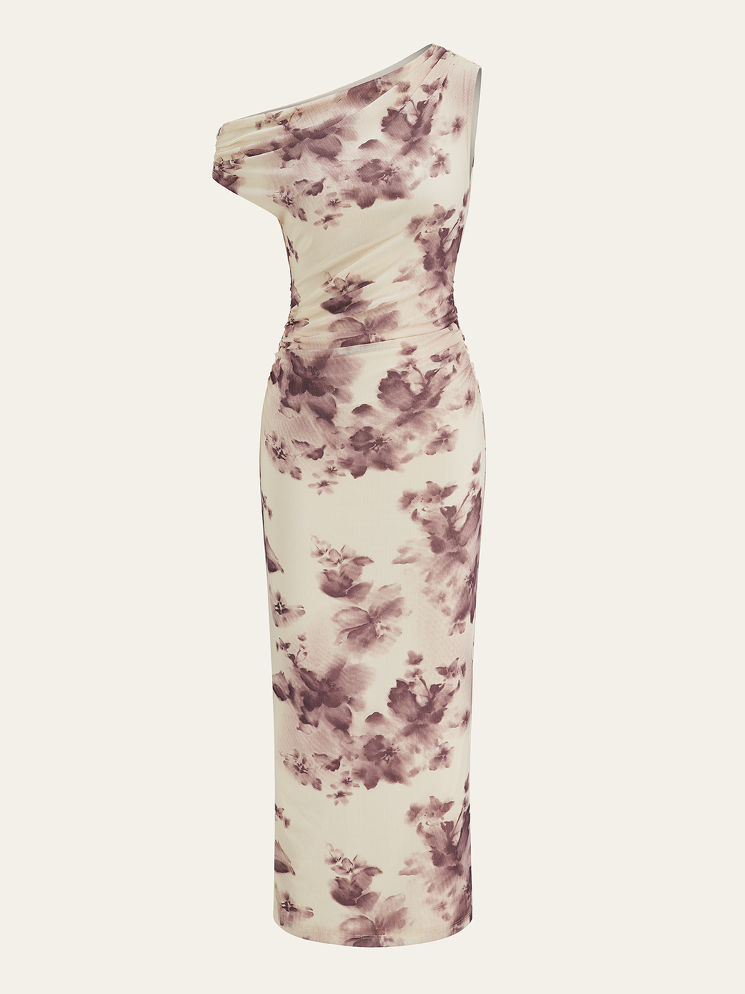 Robe Mi-longue Fleurie à Volants et Effet Satiné
