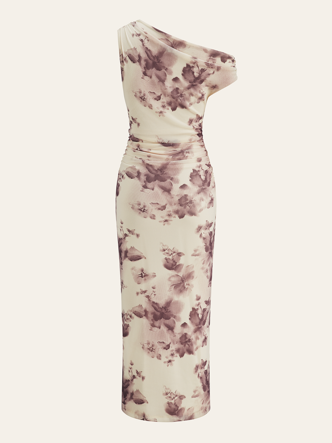 Robe Mi-longue Fleurie à Volants et Effet Satiné