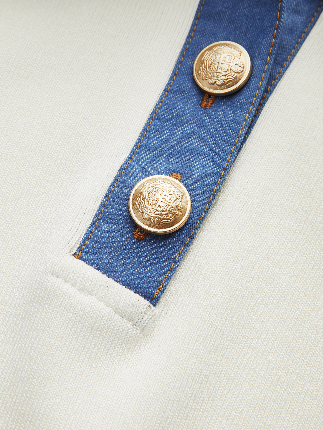 Robe Mi-longue Boutonnée en Polo avec Col en Denim
