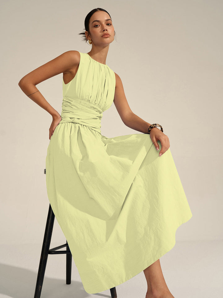 Robe Longue à Taille Froncée