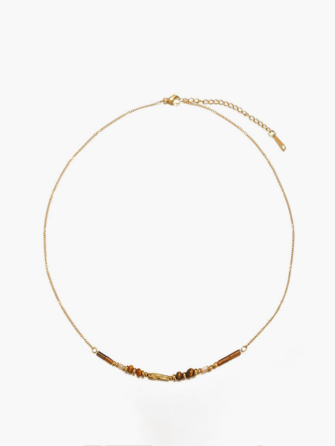 Collier Ras-du-cou en Œil de Tigre avec Chaîne Dorée
