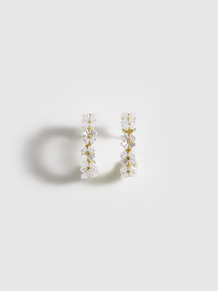 Boucles d'oreilles créoles fleur en nacre