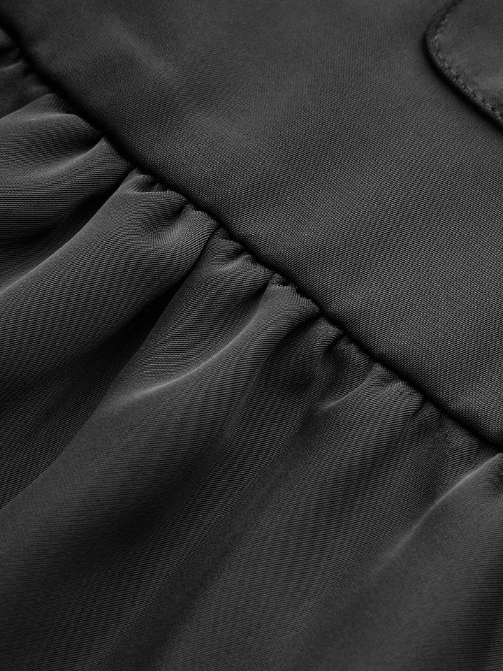 Robe Courte à Boutons Métalliques et Ourlet Volanté sans Ceinture