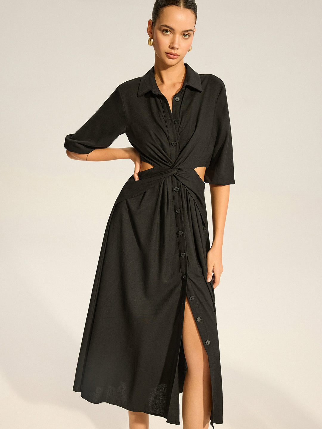 Robe Chemise Boutonnée Coupe Décontractée