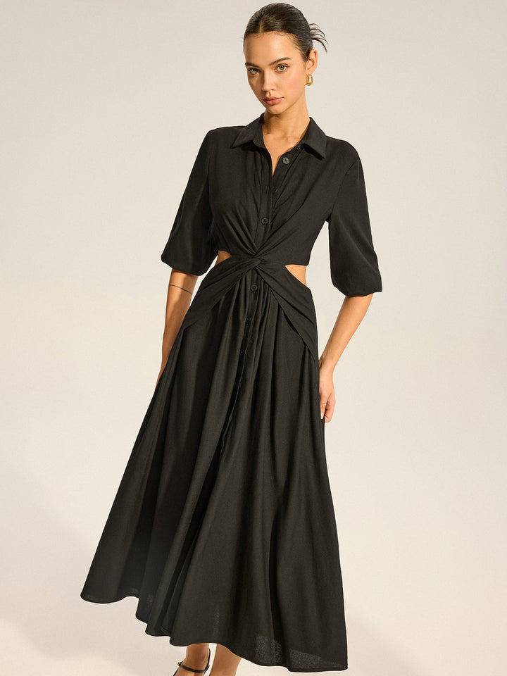 Robe Chemise Boutonnée Coupe Décontractée
