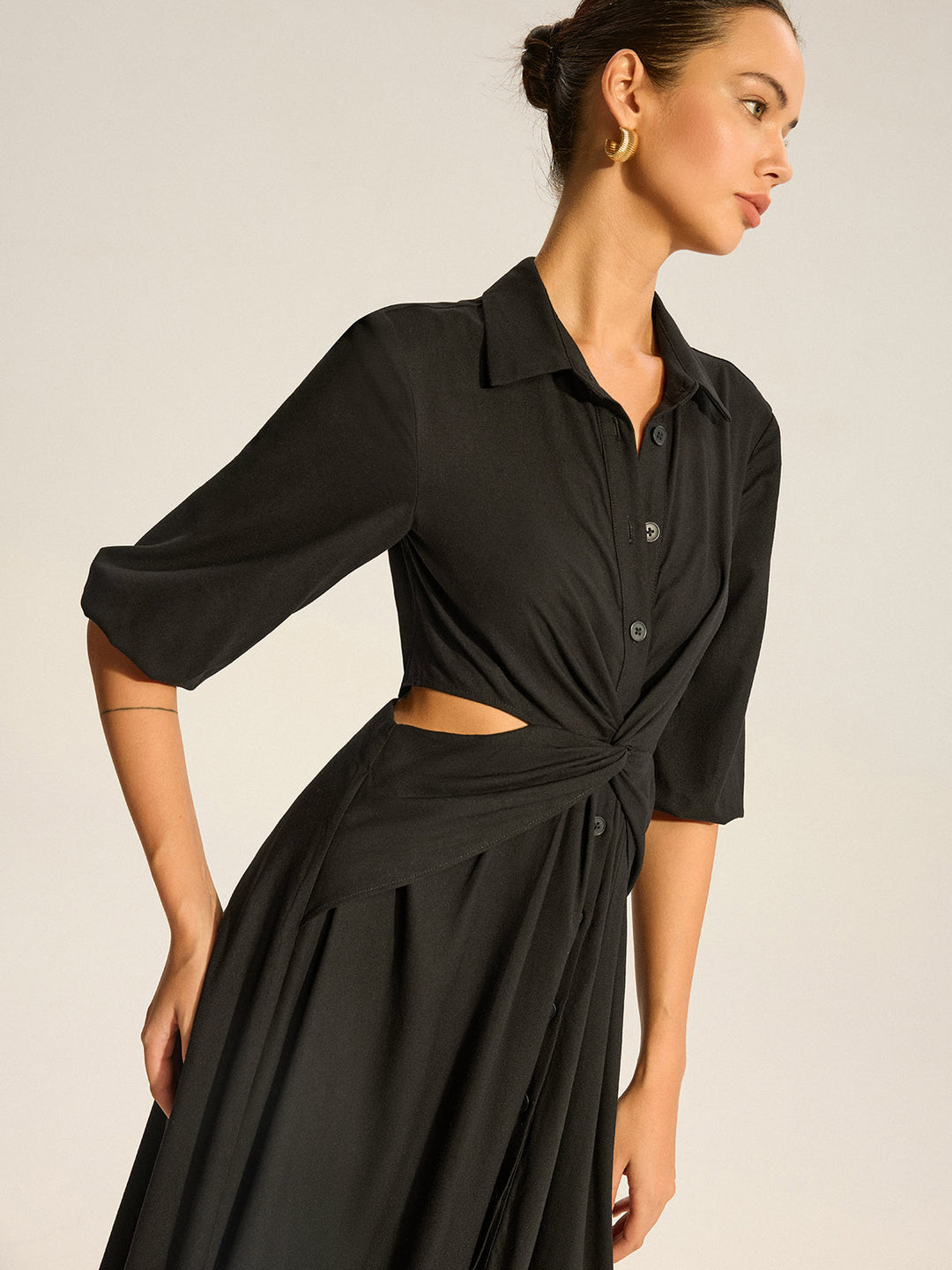 Robe Chemise Boutonnée Coupe Décontractée