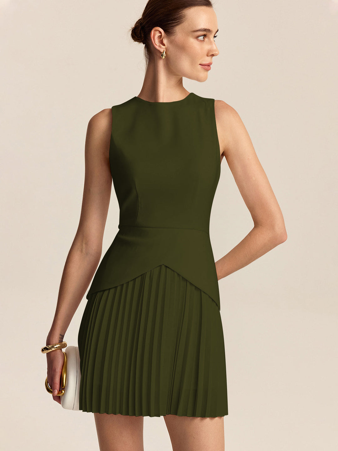 Robe Mini à Ourlet Plissé
