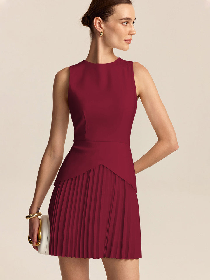 Robe Mini à Ourlet Plissé