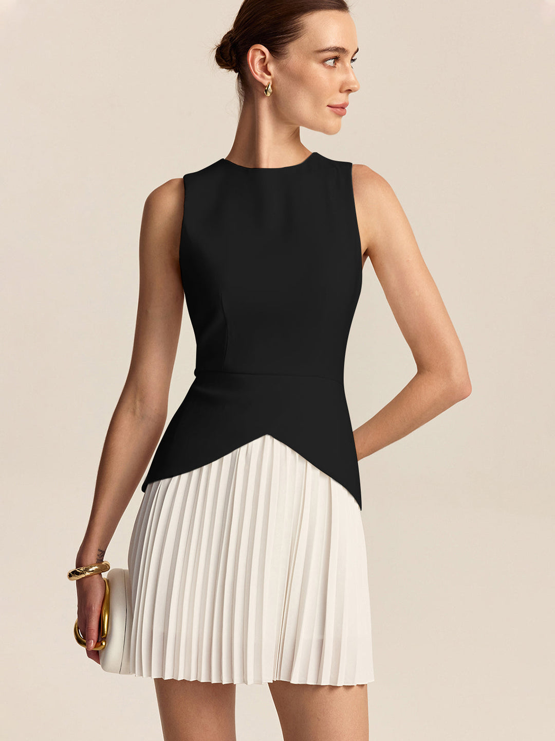 Robe Mini à Ourlet Plissé