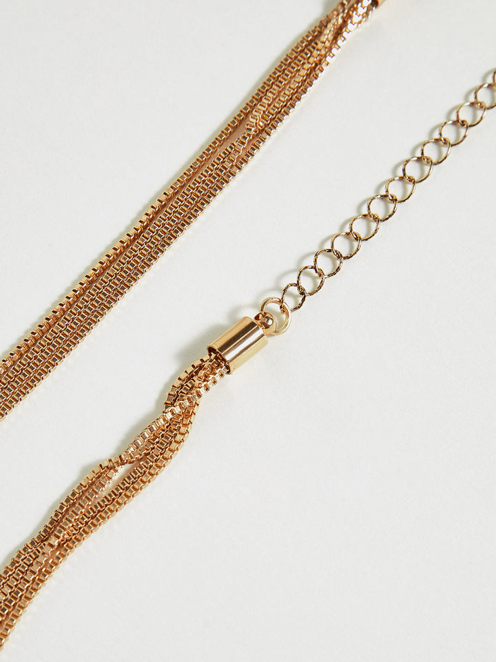 Collier multibrins torsadé doré en forme de Y