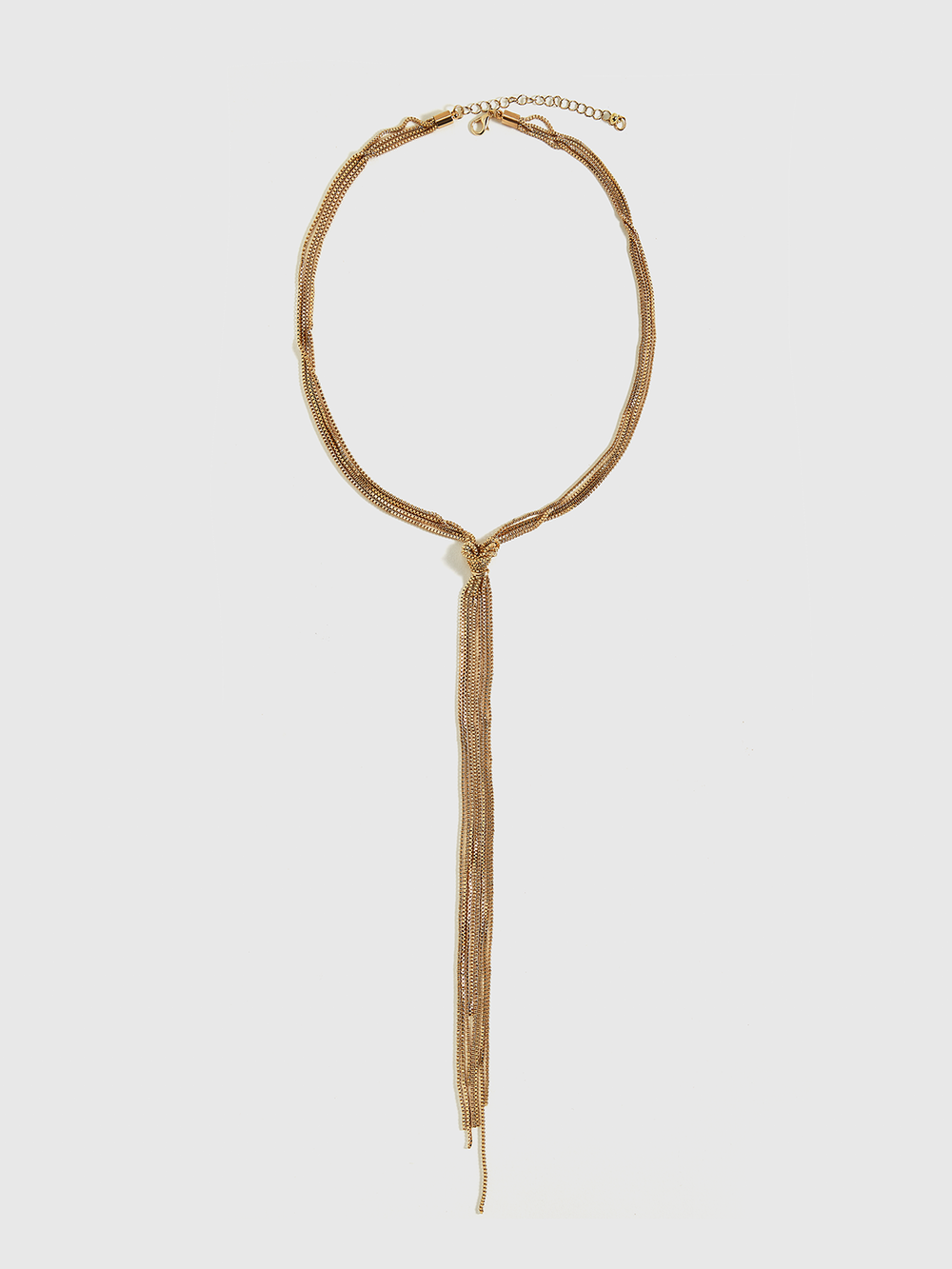 Collier multibrins torsadé doré en forme de Y