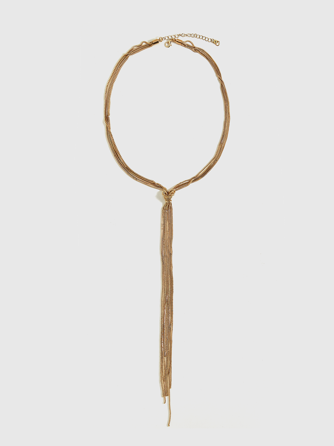 Collier multibrins torsadé doré en forme de Y
