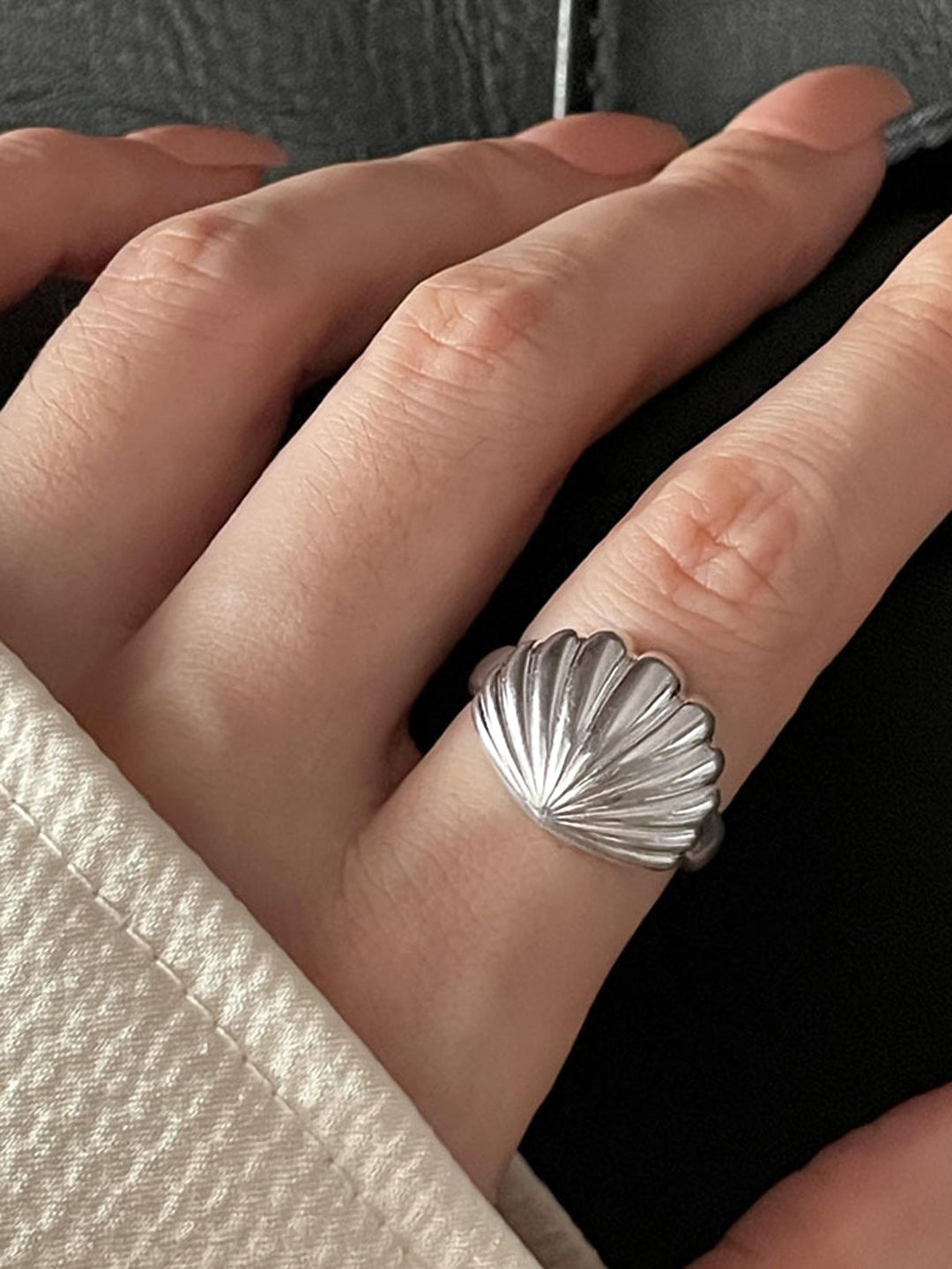 Bague coquillage ton argent
