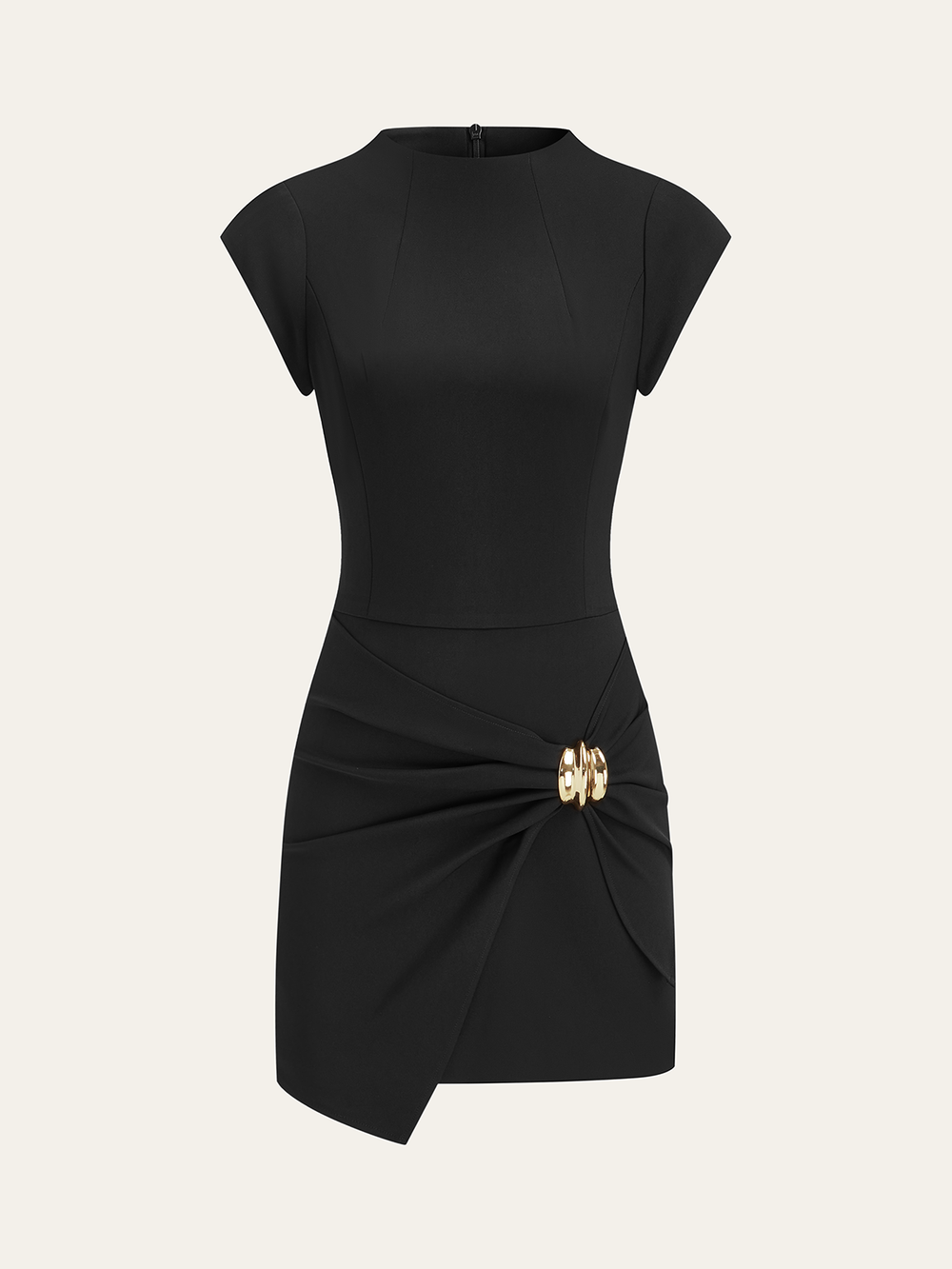 Mini-robe à col montant avec détail de boucle métallique