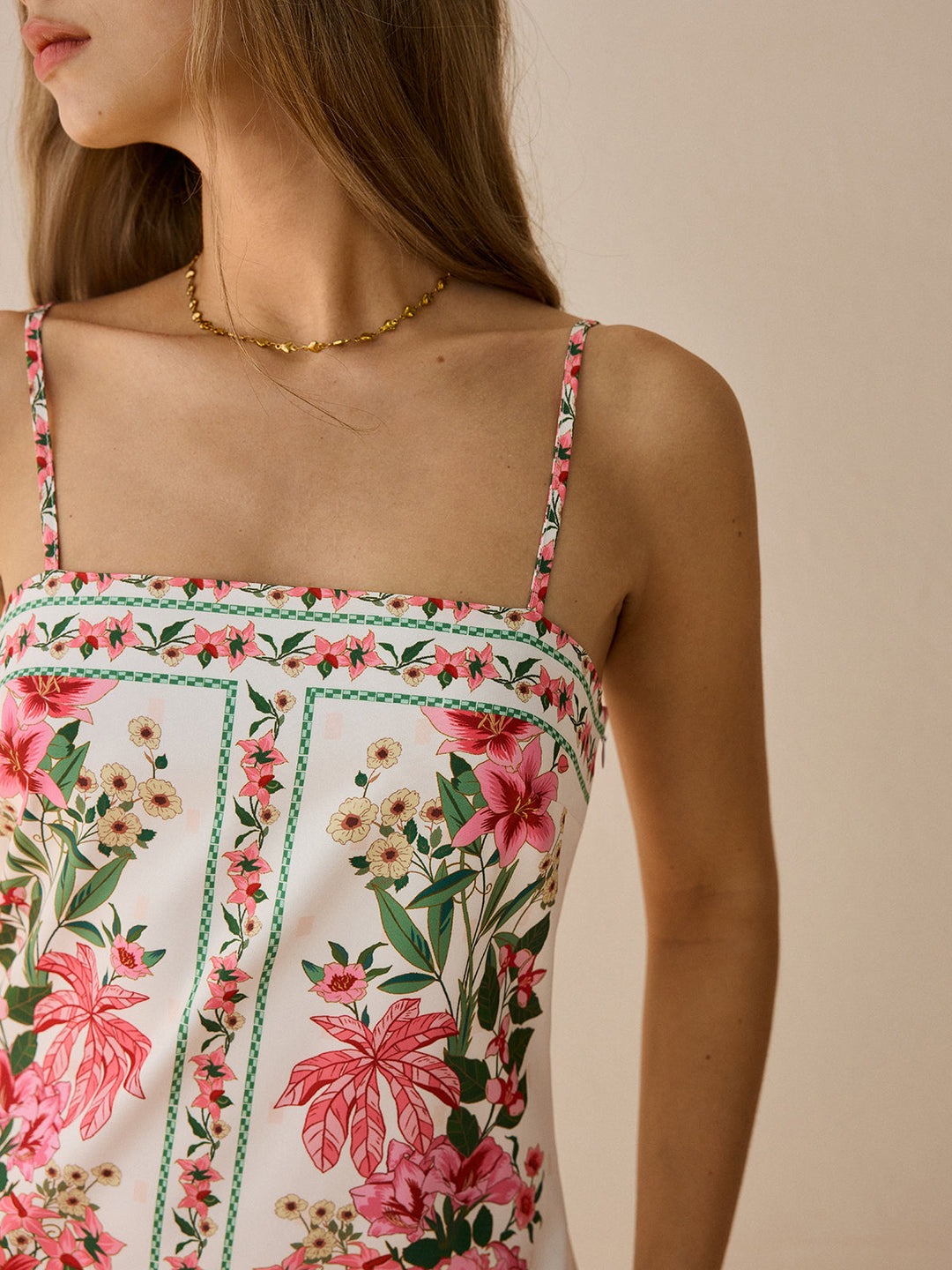 Robe Mini à Bretelles Spaghetti à Imprimé Floral