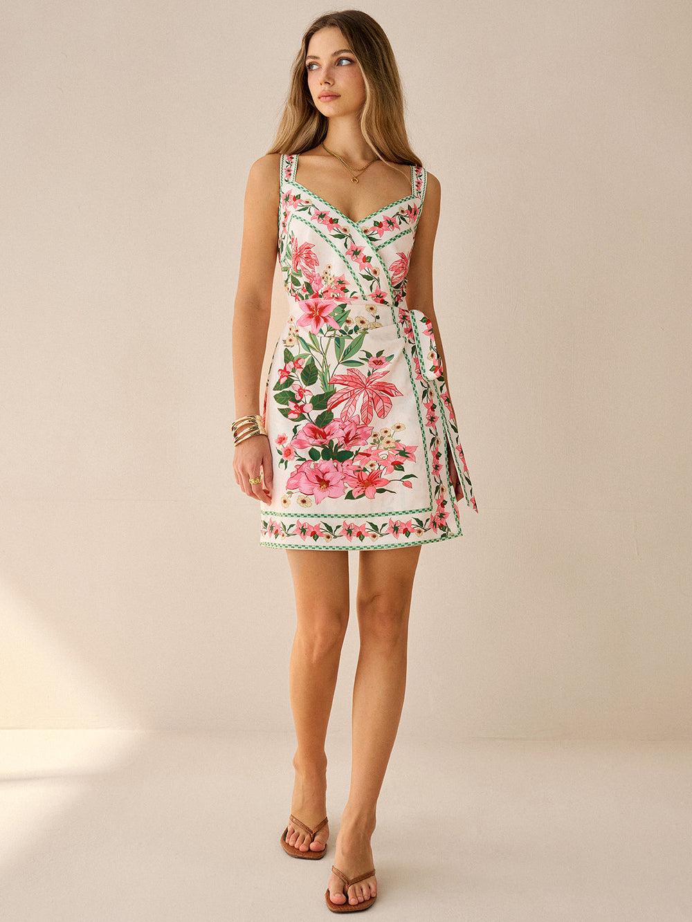 Robe Courte Fleurie Cache-Cœur